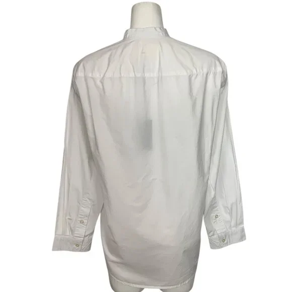 R13 Seamless Button-Up Shirt With Straps 2XS XXS White Long Sleeve Designer